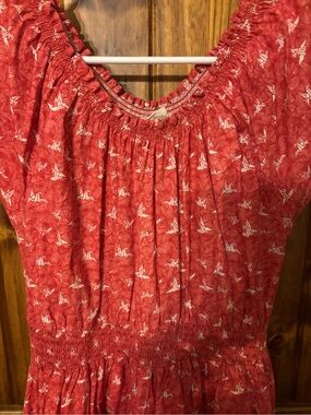 Mata Traders Red Short Sleeve Dress with White Origami Print